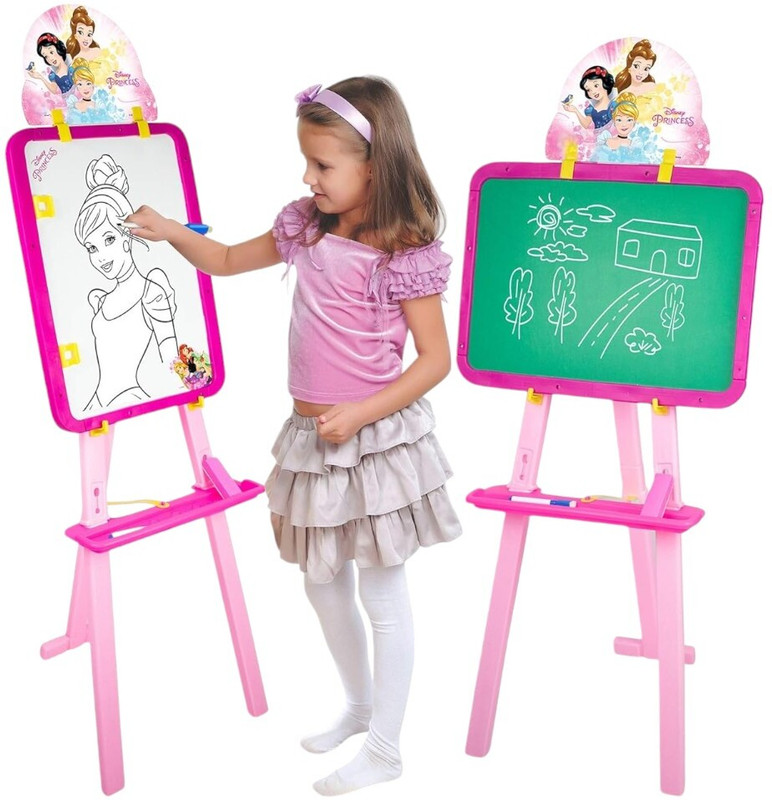 SARASI 5In1 Princess Easel, No Tools, Activity Sheet, Adjustable, White & Black Board(Pink)
