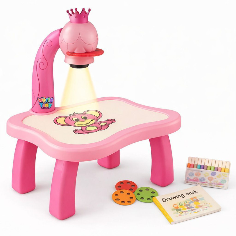 WORLD OF TINY Drawing Projector Table Set 24 Patterns with Led Magic Doodle Board Kit(Multicolor)