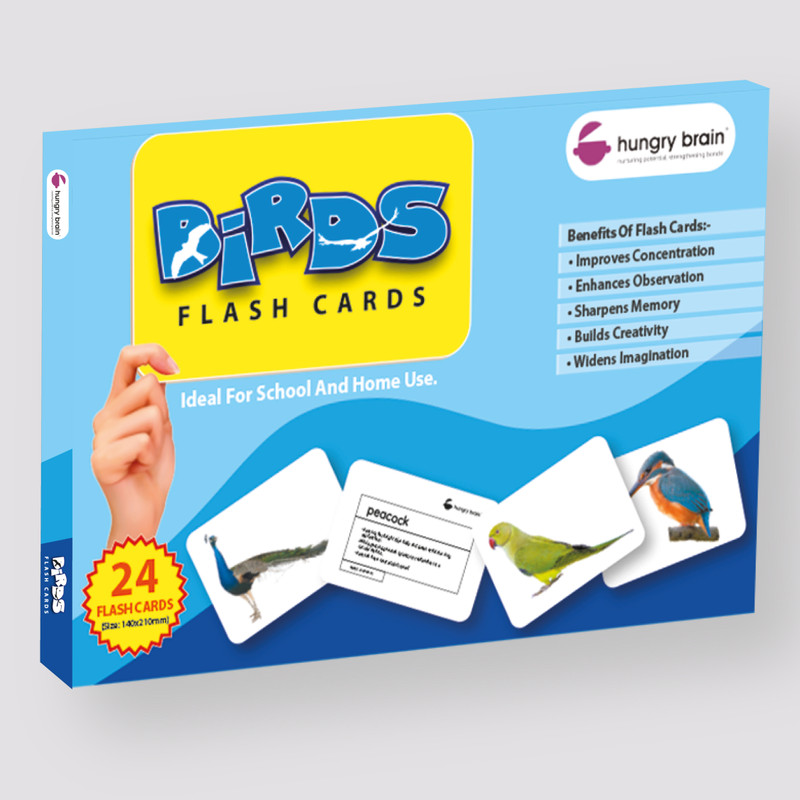 hungry brain names of BIRDS flash cards- A fun way to learn for kids - 1yr-6 yrs(Purple, White)