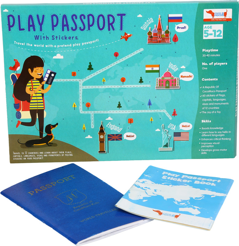 Cocomoco Kids Play Passport with Stickers Activity Kit(Green, White, Brown)