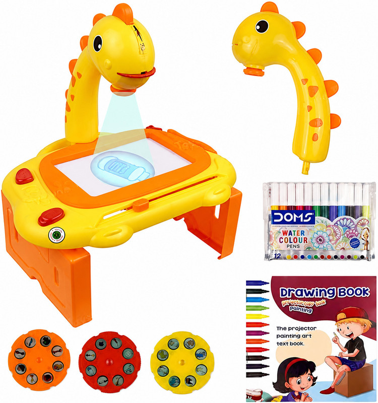 Braintastic Giraffe Design Kids Projector Drawing Table with Light & Music Educational Toy(Yellow, Orange)