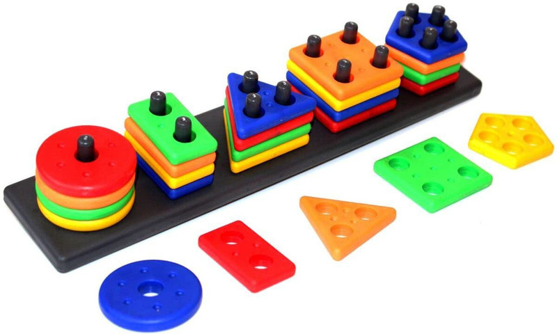 Sukan Tex Angle Geometric Blocks Stacker Shape Sorter Column Puzzle Stacking Set for Kids(Multicolor)