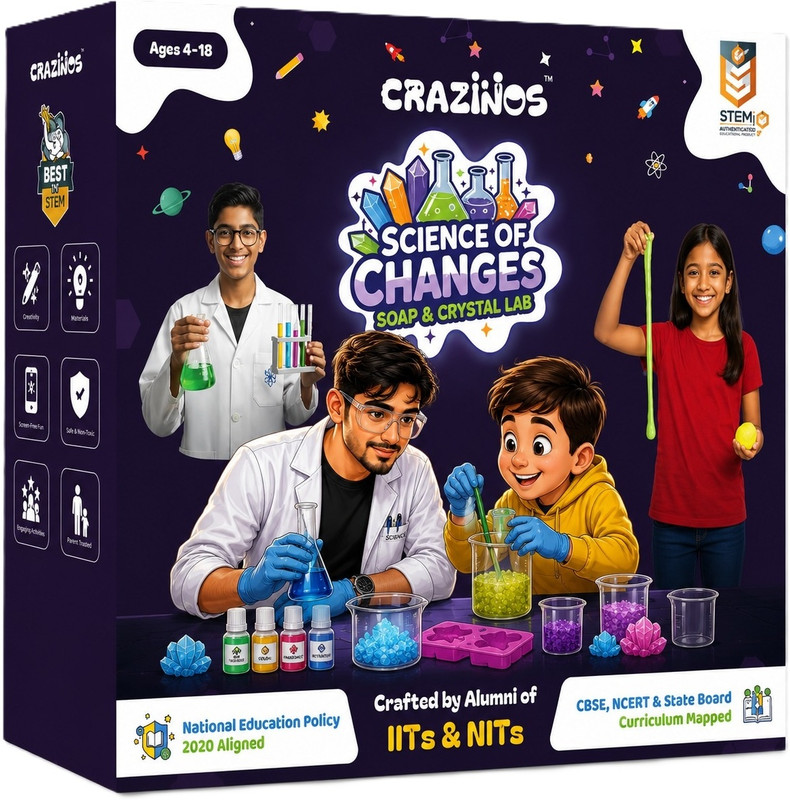 Crazinos Science of Soap Crystal Making Kit for kids Gift Boys & Girls Ages 4–18(Multicolor)