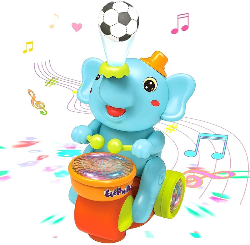 OPINA Dancing Elephant Toy with Music, Lights & Ball – Interactive Animal Toy for Kids(Multicolor)