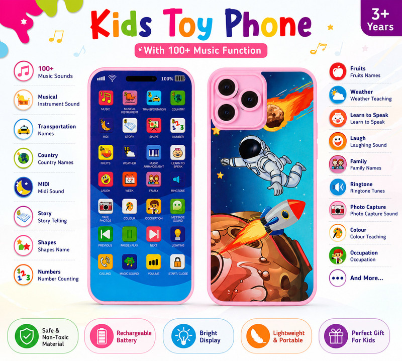 AadamsAnime Kids Learning Toy Phone with Music & Educational Sounds(Multicolor)