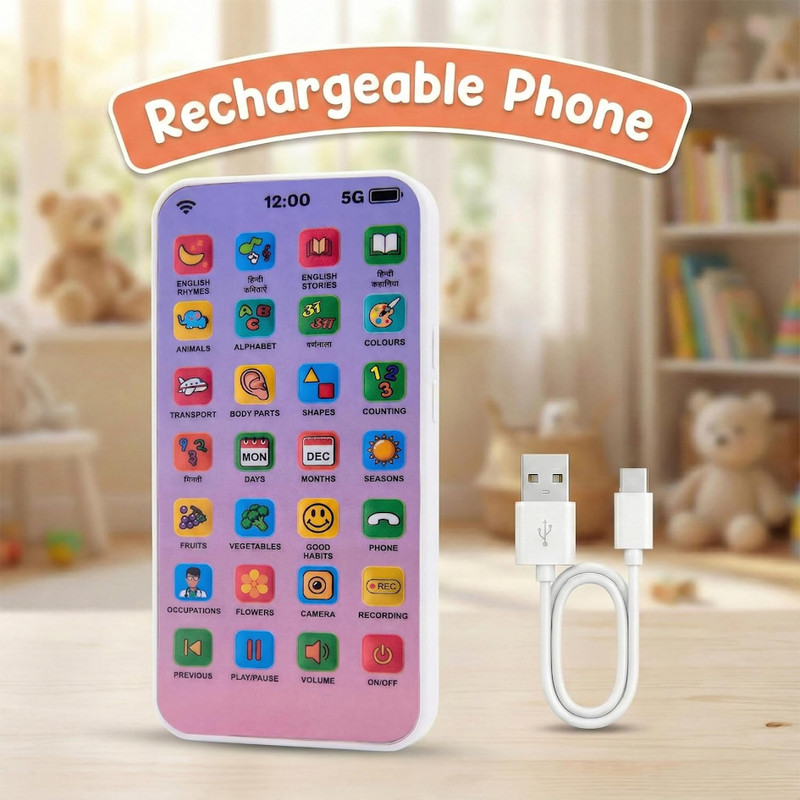 RADHAG Kids Educational Smart Phone Toy Hindi & English Learning Mobile with Sound(Multicolor)