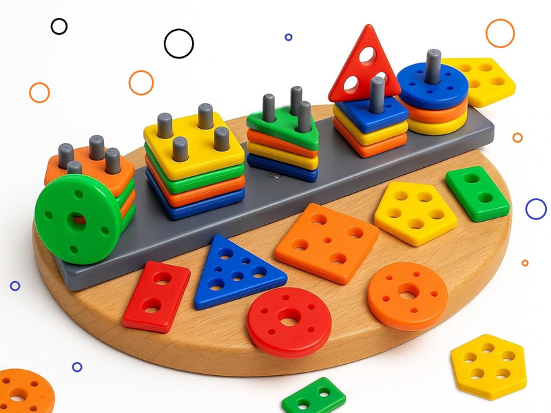 KIDULU Little Kids for 2-5 years 25 pieces with 5 Shapes & Colors Shape Sorter(Black)