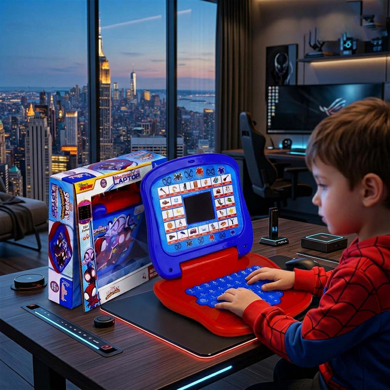 Kriiddaank Spiderman Educational Learning Laptop Toy with LED Display(Blue)