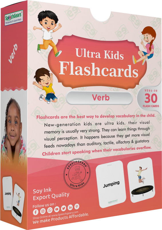 SpeechGears Verb Flash Cards For Early Learners(Pink)