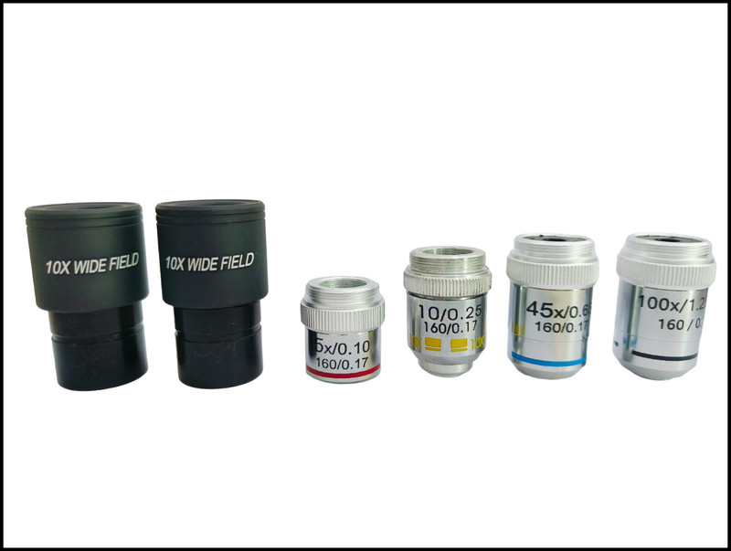 Monarch Scientific Industries (MSW) Pair of 10X Widefield and 10X, 45X, 100X Oil Immersion Lens(Silver, Black)