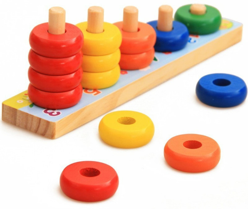 Little Mind Wooden Small Abacus Rainbow Calculation Counting Stacker(Multicolor)