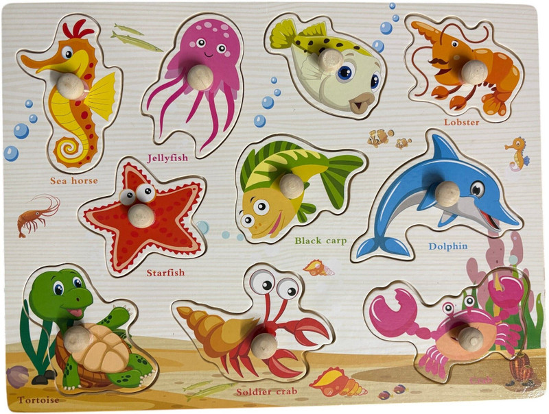 Little Orbit Sea World Wooden Peg Puzzle(Multicolor)