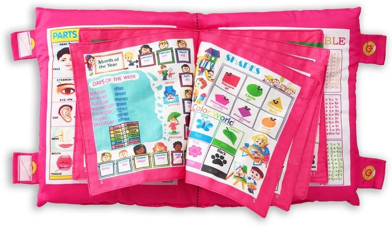 HIM TAX Learning Pillow Microfibre , Fruits, Nature, Animals, Birds Cushion (Pink)(Blue)