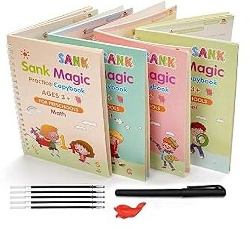 TURTLEINDIA Reusable Sank Magic Books Set For Kids Tracing | Spiral Sank Magic Book(Multicolor)