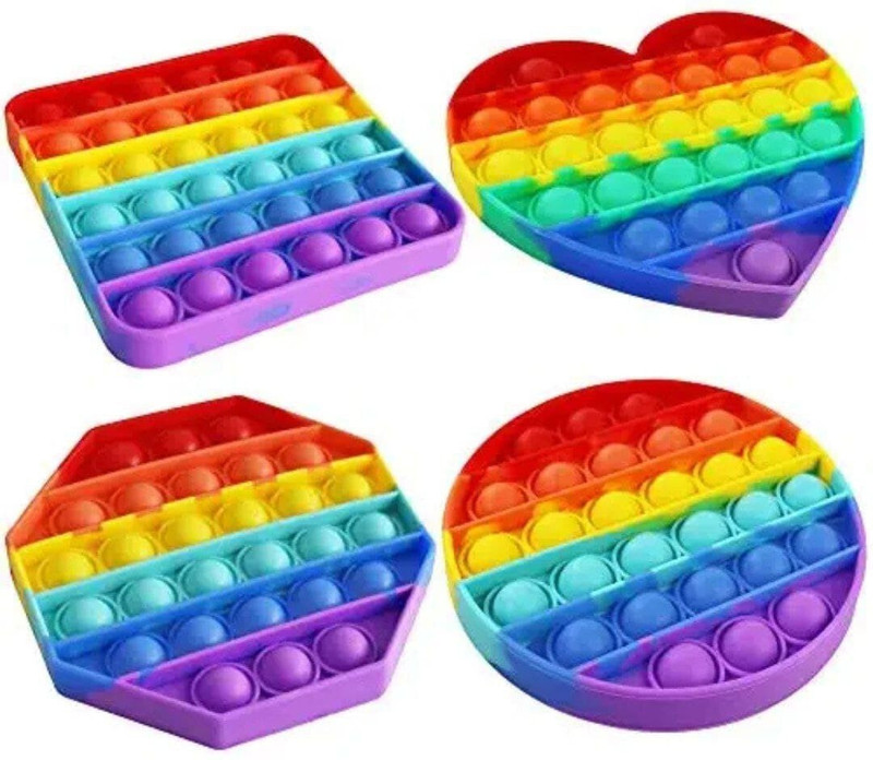 VAKRA Pop It Fidget Toys,Push Pop Bubble Fidget Sensory Toy,Autism Special Needs Silicone Stress Relief Toy,Great Fidget Toy Sensory Toys Novelty Gifts for Girls Boys Kids Adults 4 Pcs Combo(Multicolor)