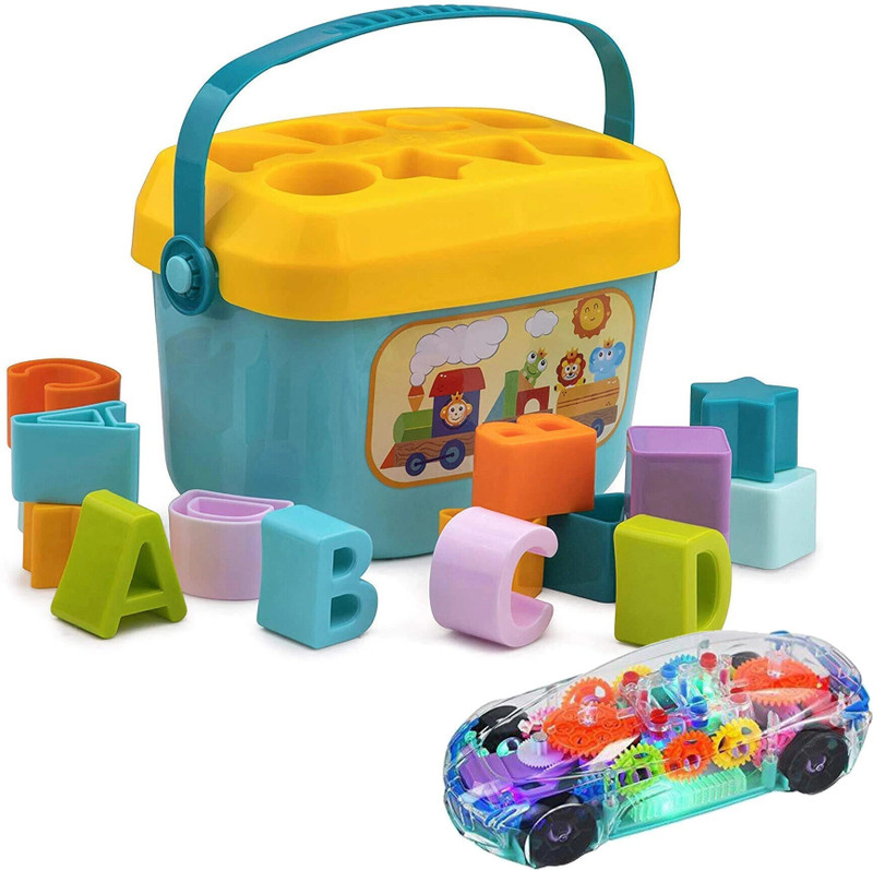 himanshu tex Toddler Block Shape ABCD, car toy led with music(Multicolor)