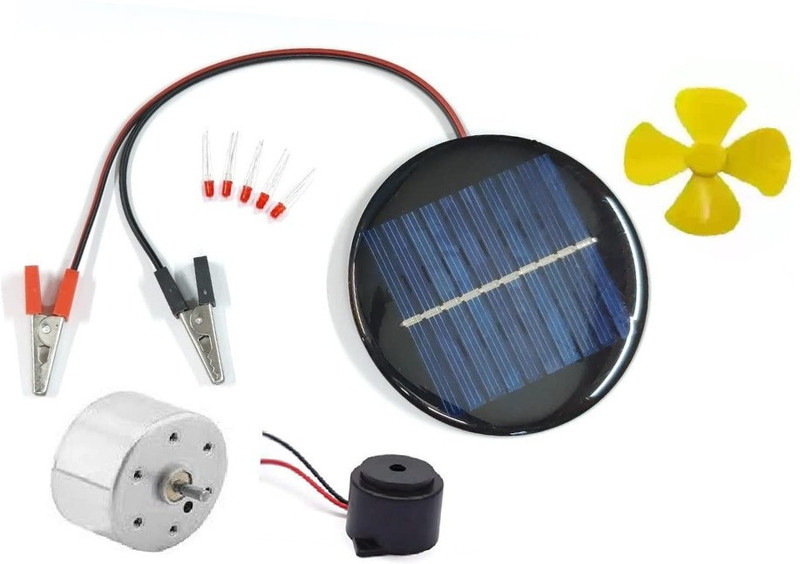 ERHIndia 80 mm Diameter Round Solar Panel Science Project Kit with DC Motor, Propeller(Multicolor)