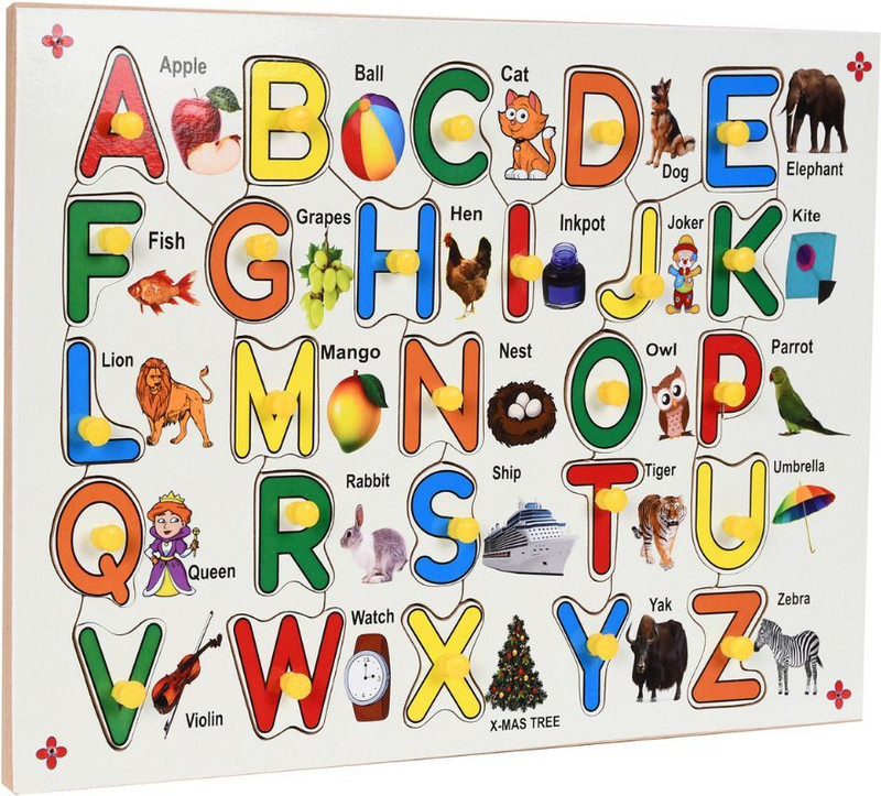 APD Capital ABCD with picture in wooden board puzzle, alphabet picture puzzle toy(Multicolor)
