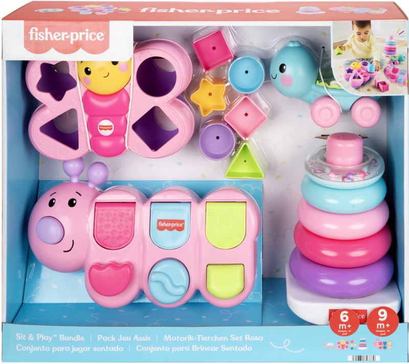 FISHER-PRICE Sit & Play Bundle, Baby Gift Set of 4 Developmental Activity Toys(Multicolor)