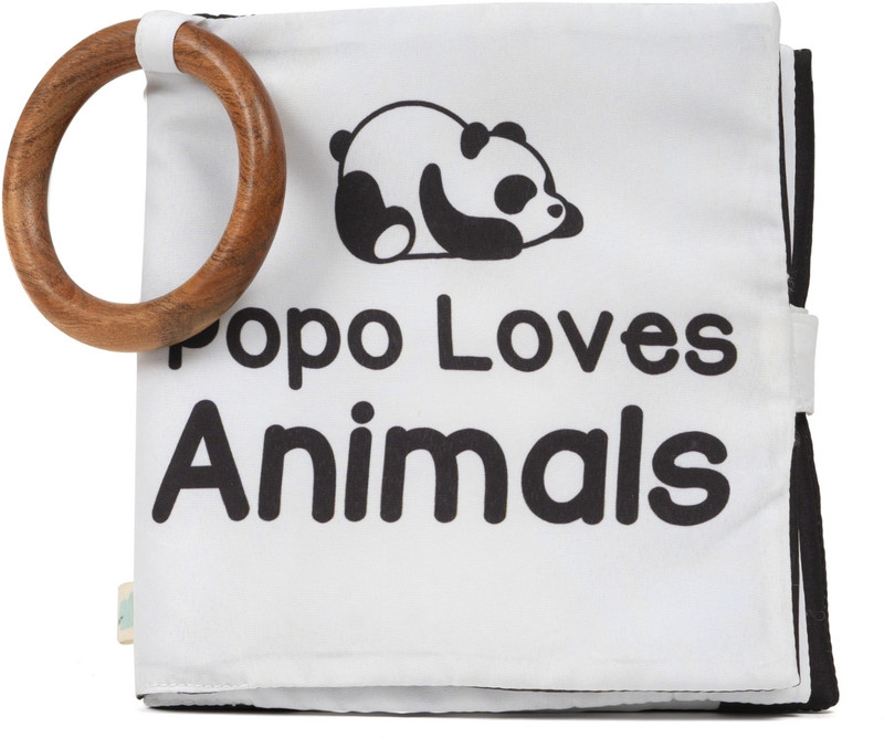 TIDY SLEEP Popo Loves Animals| High Contrast Cloth Book for Newborns(White, Black)