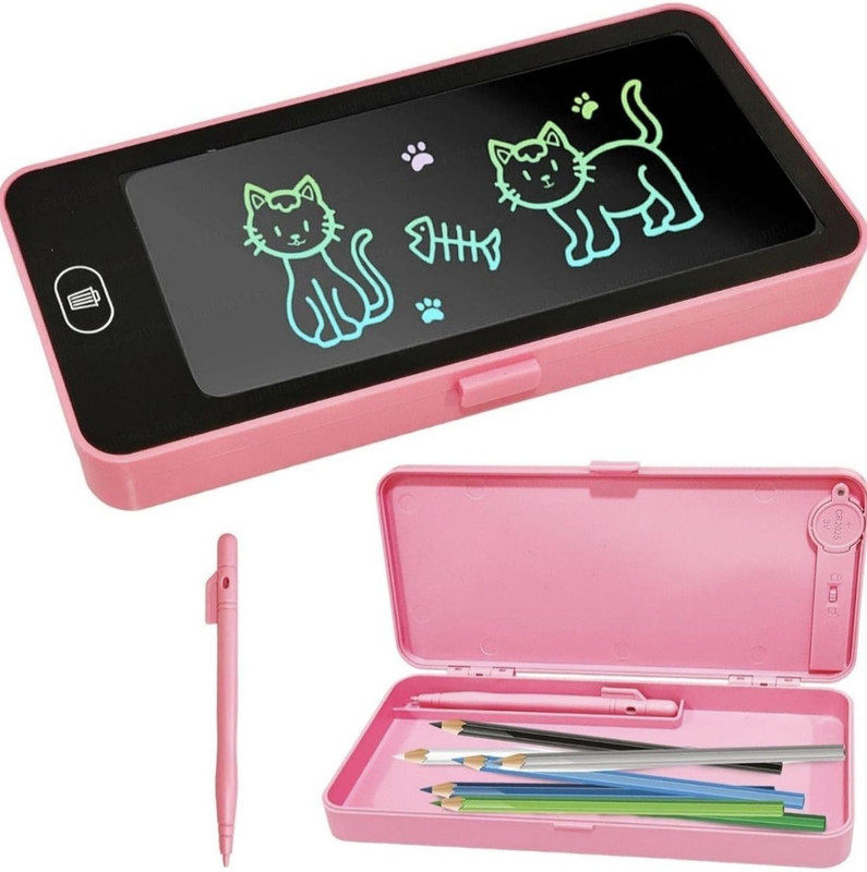 EARLYGENIUS LCD Writing Tablet Pencil Box for Kids – Multi-Functional Drawing Board Case(Multicolor)