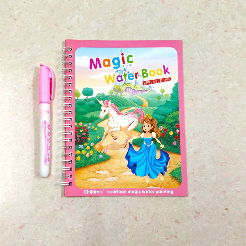 kidzTopia Reusable Magic Water Book (Pink Theme) Mess-Free Educational Activity Book(Multicolor)