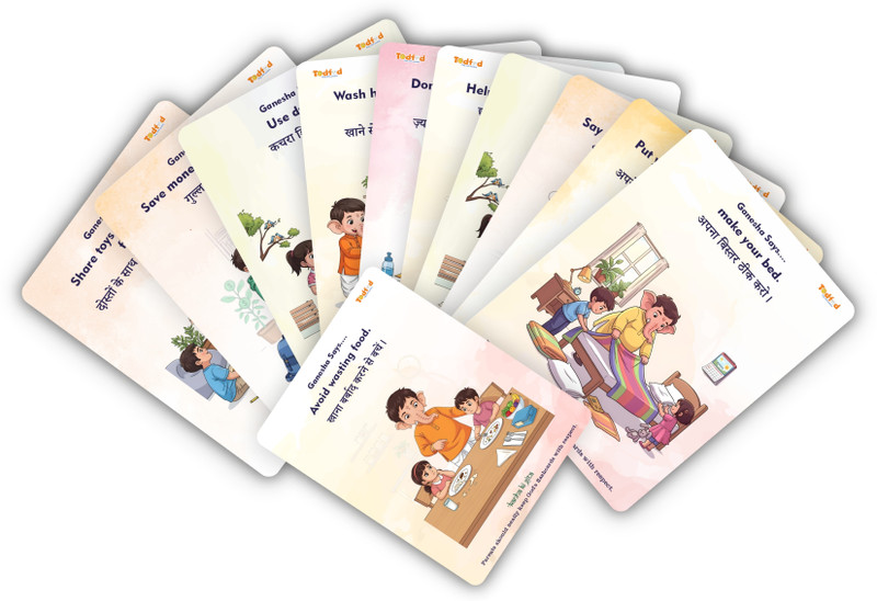 Todfod Bal Ganesha Flashcards – Bilingual Learning Cards for Kids with Moral Values(White)