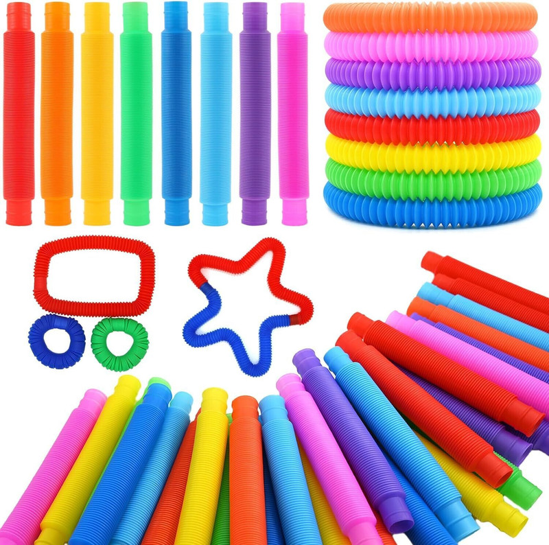 MIRTONICS Pop Pipes Fidget Toys for Sensory Kids Learning Toys Set Of 12(Multicolor)