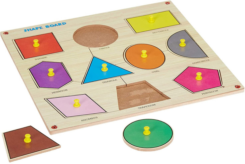 Plus Shine Geometric Shapes Board Game Shapes Matching Toys Stacking Blocks in shape toy(Beige, Multicolor)
