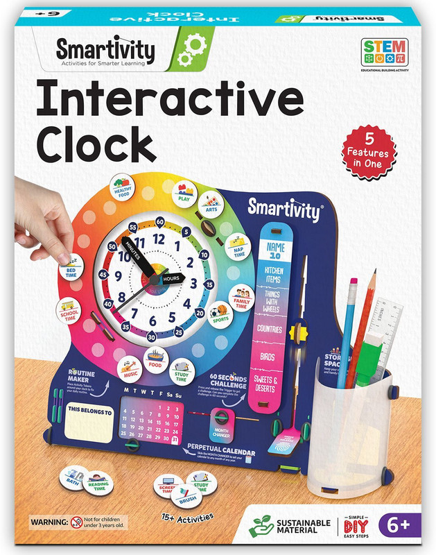 Smartivity DIY Interactive Clock with Stationary Organiser for Kids Ages 6-12 Years(Multicolor)