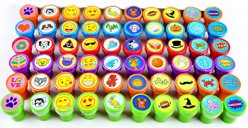 Kartual Return Gift Item For Kids| Assorted Design Stamper | Art & Craft Supply (60 Pcs)(Multicolor)