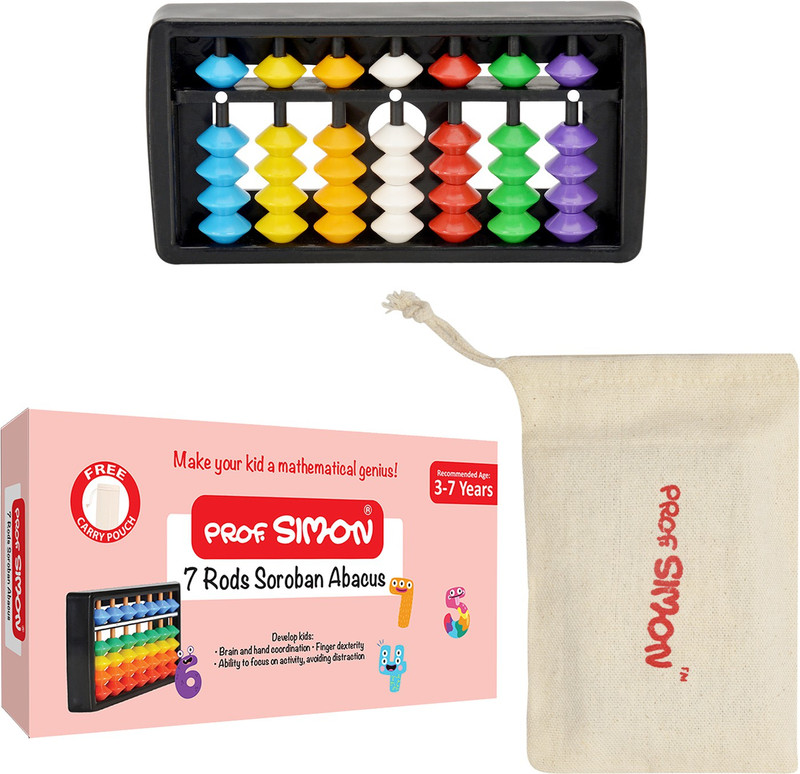 Prof. Simon 7 Rods Soroban Plastic Abacus for mathematics (Age: 3-7 years)(Multicolor)
