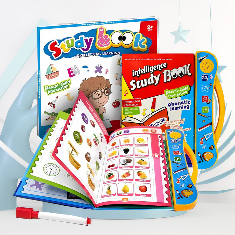 ALTOYS Intelligent Study Book for Kids – English Alphabet, Vehicles, Fruits, Animals(Multicolor)