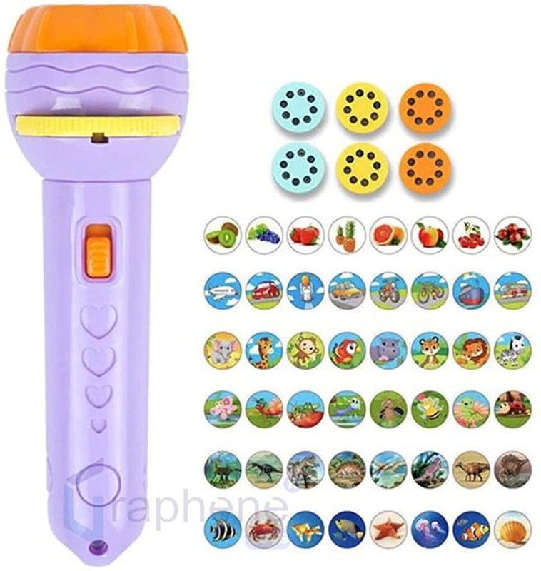 saifiji toyzone Mini 3 Slides 24 Pattern Projector Flashlight Torch Kids Projection Torch Story(Multicolor)