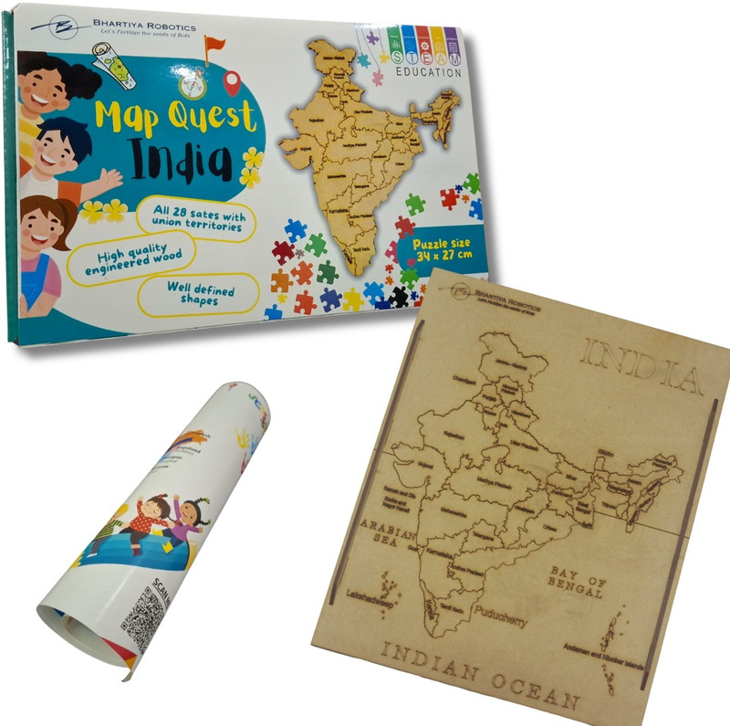 Timkolas INDIAN PUZZLE MAP FOR KIDS WITH UNIC INSTRUCTION TAMPLATE_14(Multicolor)