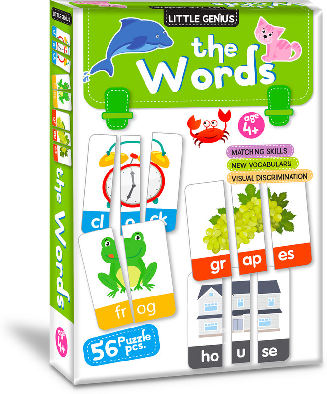 HELLO FRIEND Little Genius The Words- Play and Learn First Words with 56 Puzzle Pieces(Multicolor)
