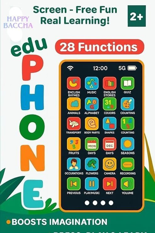 HAPPY BACCHA Happy Baccha Kids Toy Phone Music ABC Stories & Quiz(Multicolor)