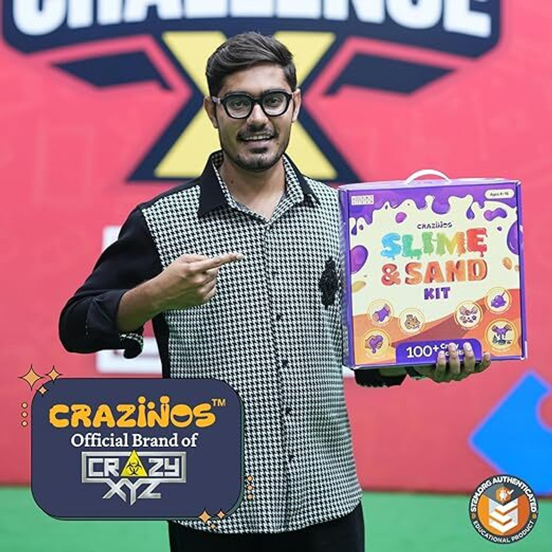 Crazinos 3 in 1 Slime, Sand and Clay Kit | 100+ Hands-On STEM| Kids Age 4-16|By Crazy XYZ(Multicolor)
