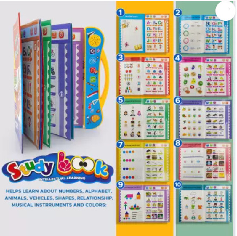Intelligent Learning (IND*33) Study Book with Number, Letters, Animals, Relationships, Poems(Multicolor)