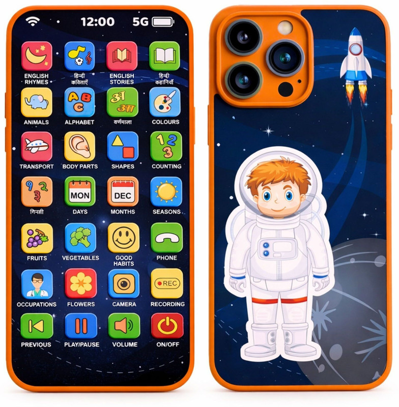 TOVVOCO Educational Phone Toy for Kids Rechargeable Learning Mobile Toy 2-12 Years(Blue)