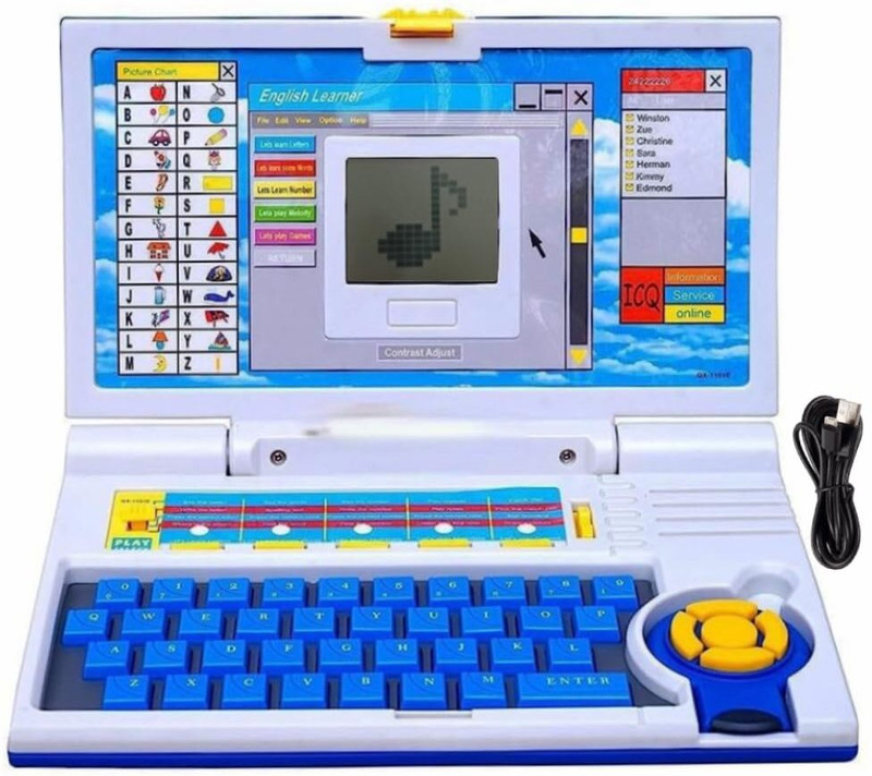 BIGFOLK Kids Educational Laptop Toy with LCD Screen, Alphabet Learning Computer(Blue, White)