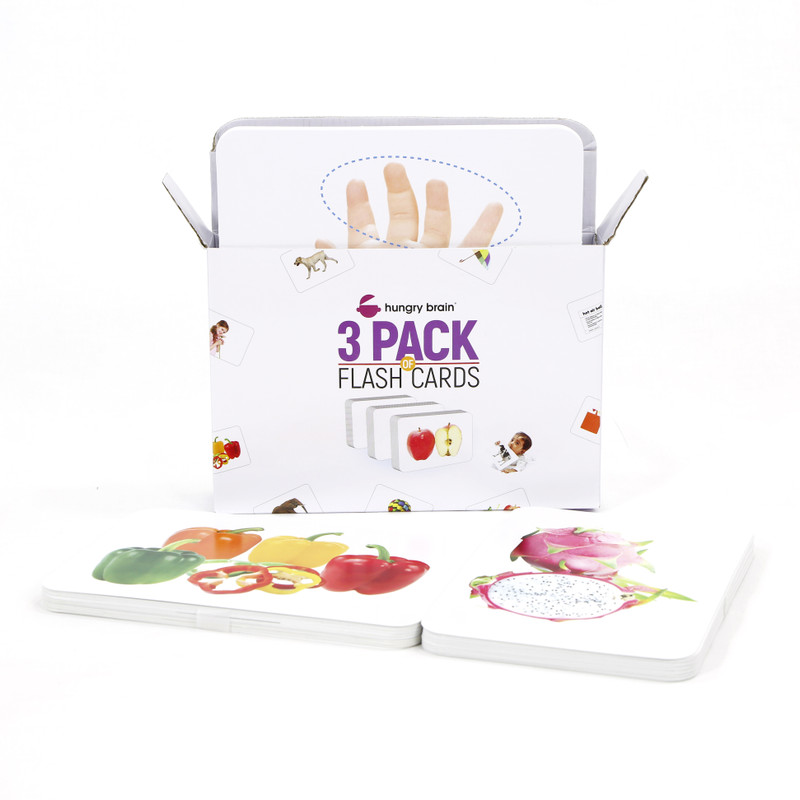 hungry brain BOX OF 3 A Flash cards- Easy & fun way of learning-Gift box for kids(Multicolor)