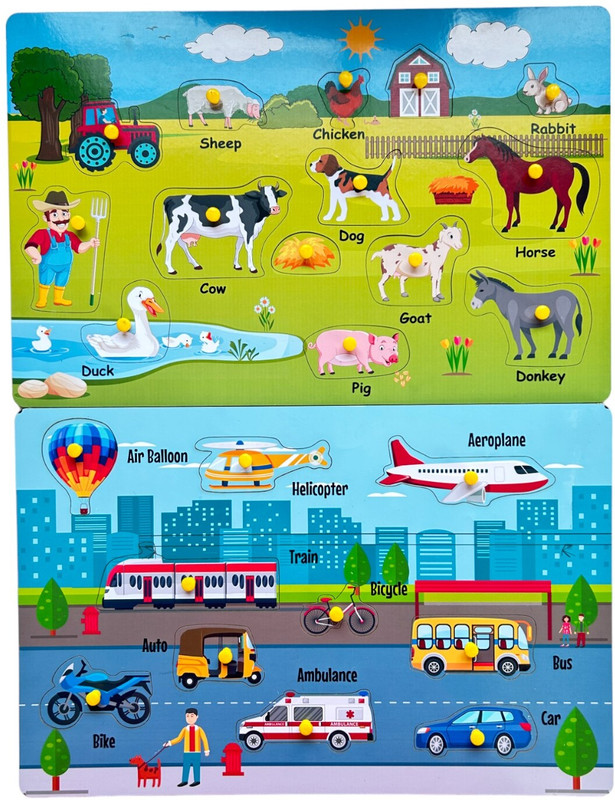 kiddiwinks Farm Peg Puzzle(Multicolor)