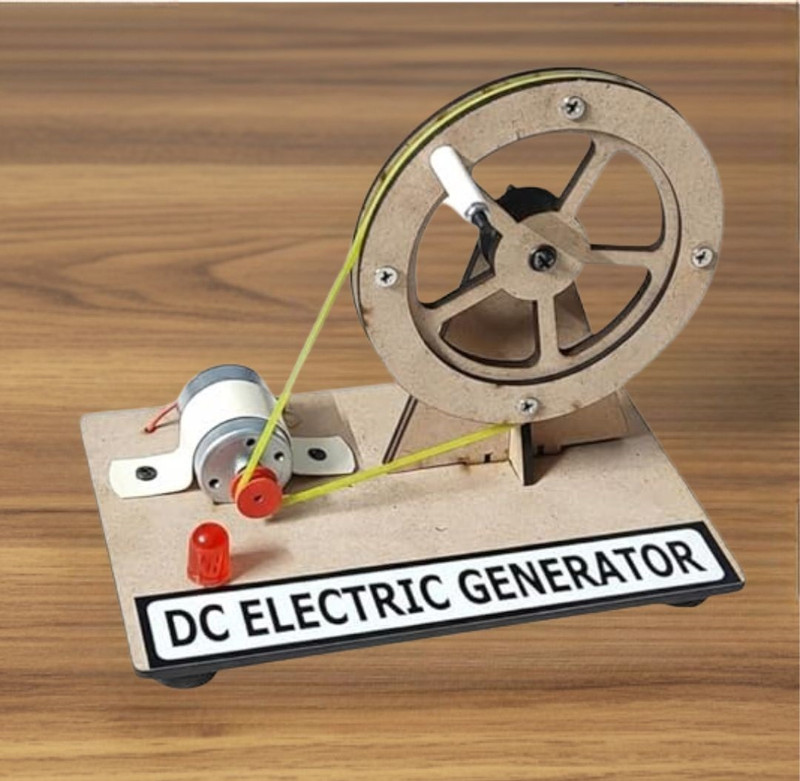 ERHIndia School Physics Science STEM Project DC Electricity Generator Working Model Kit(Brown)