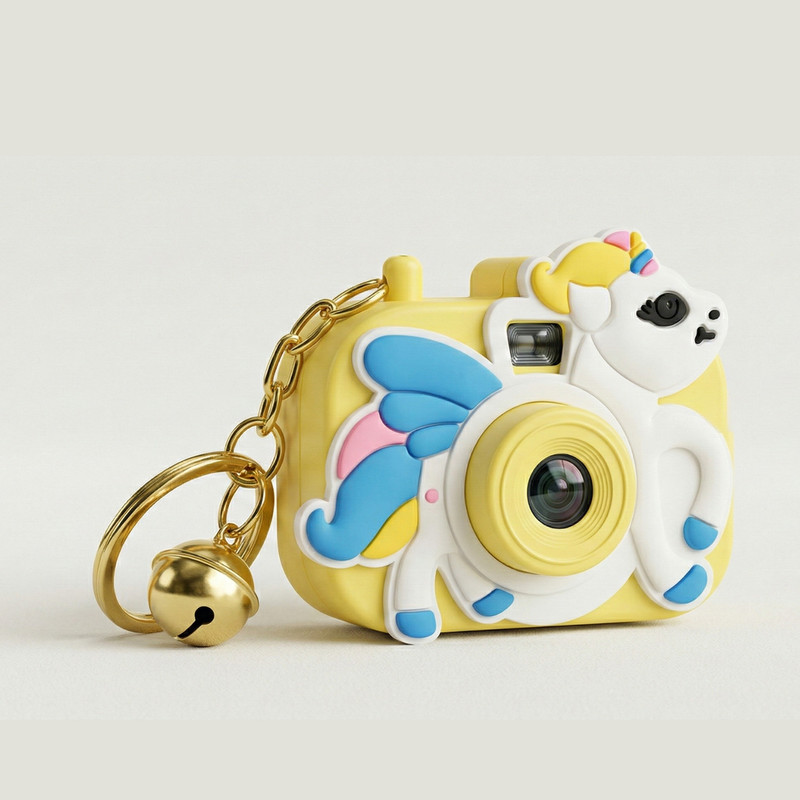 Echoshop Mini Camera Toy for Kids with Cartoon Shape, Fun Pretend Play(Yellow)