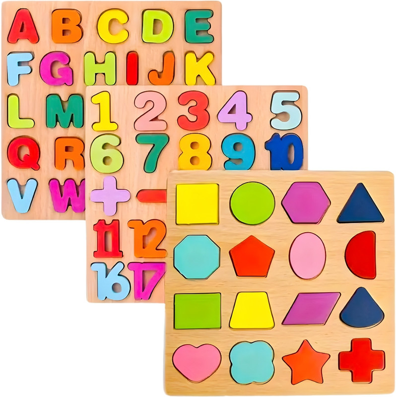 CANWELL Early Learning 3D Puzzle Board – Alphabets, Numbers & Shapes AL-443(Multicolor)