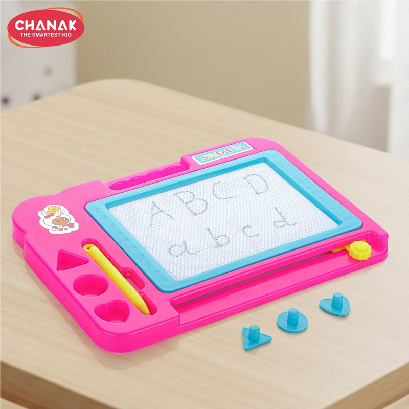 333MART Plastic Magnetic Slate for Kids, Easy to Write & Erase Drawing Doodle Board(Pink)
