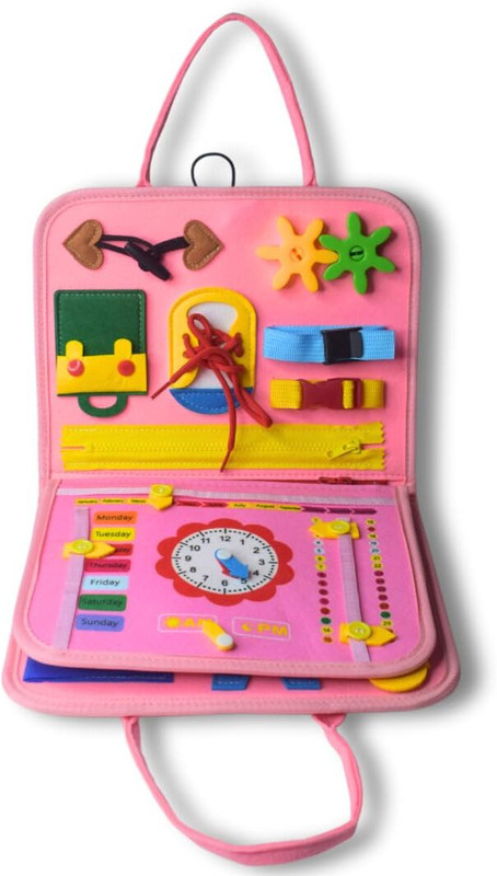 Clapstore Toys Montessori Busy Book for Toddlers, Educational Travel Toy, Kid Sensory Busy Book(Pink)
