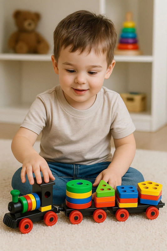 SAFFRON TRADE Geometric Train set.Education with play toys combo use product(Multicolor)