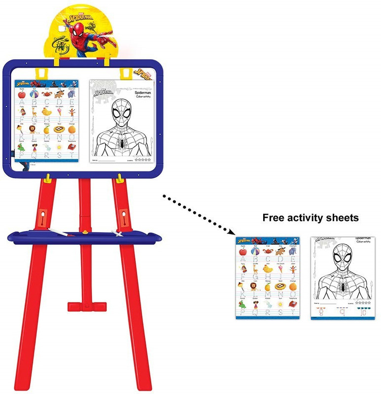 SARASI Best Spider 5in1 Easel Board, One Side Chalk Board/ Another Side Marker Board(Multicolor)